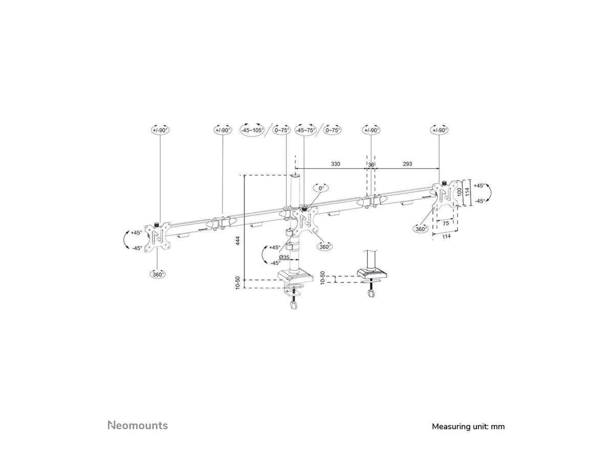 NEOMOUNTS NERO Triple Screen Desk Mount