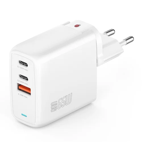Ladeger. Gan Flex 65W 2 USB-C+1 USB-A Wei