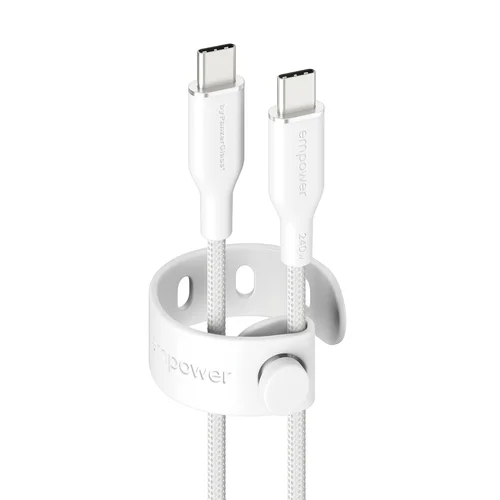 Racing 240W USB-C to USB-C Cabl USB 2.0 1.2M Silver White