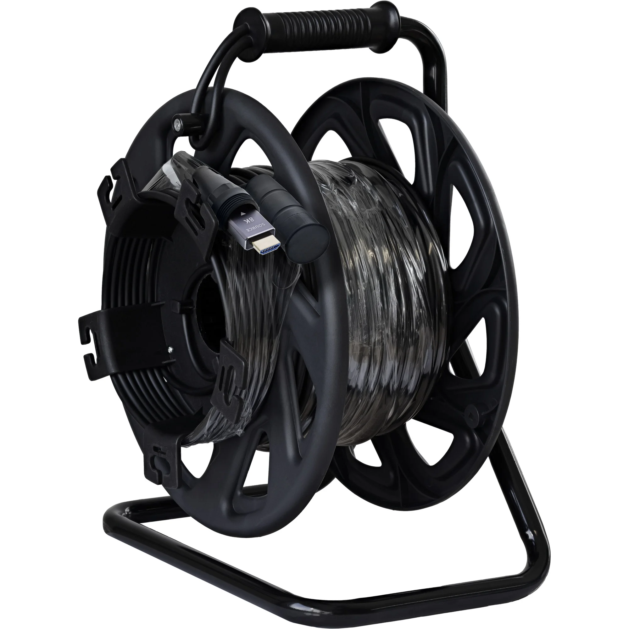 InLine® HDMI Kabeltrommel, AOC HDMI 2.1 Kabel, 8K @ 60Hz, schwarz, 90m