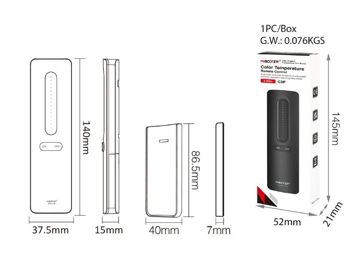 Synergy 21 LED Fernbedienung 2,4GHz dual white (CCT) + Dimm (b)*Milight/Miboxer*