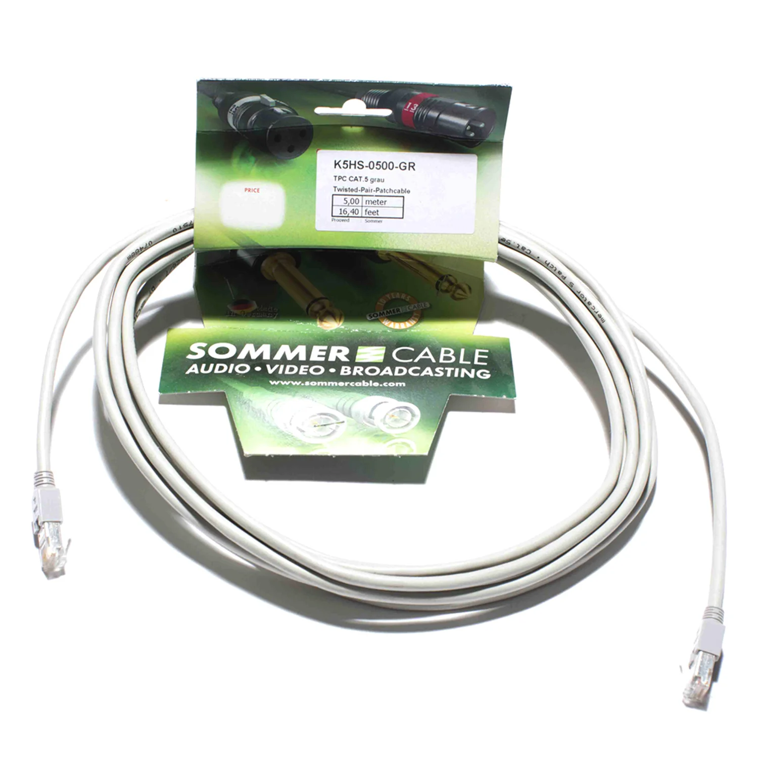 Netzwerkkabel CAT5 FTP, grau,  5,00m