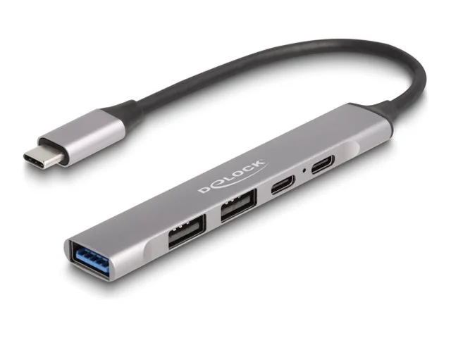 DELOCK 4 Port Slim USB Type-C Hub mit 1