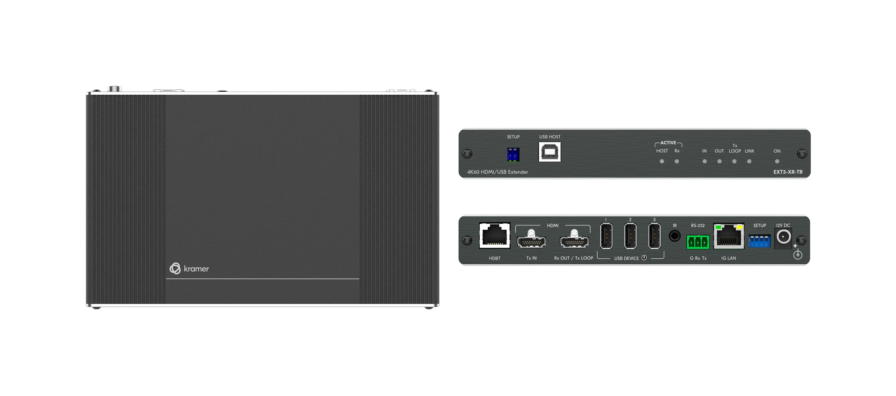 EXT3-XR-TR – HDBaseT 3.0 Transmitter/Receiver für 4K60 4:4:4 HDMI, USB, Ethernet, RS–232, und IR, mit eXtra Reichweite