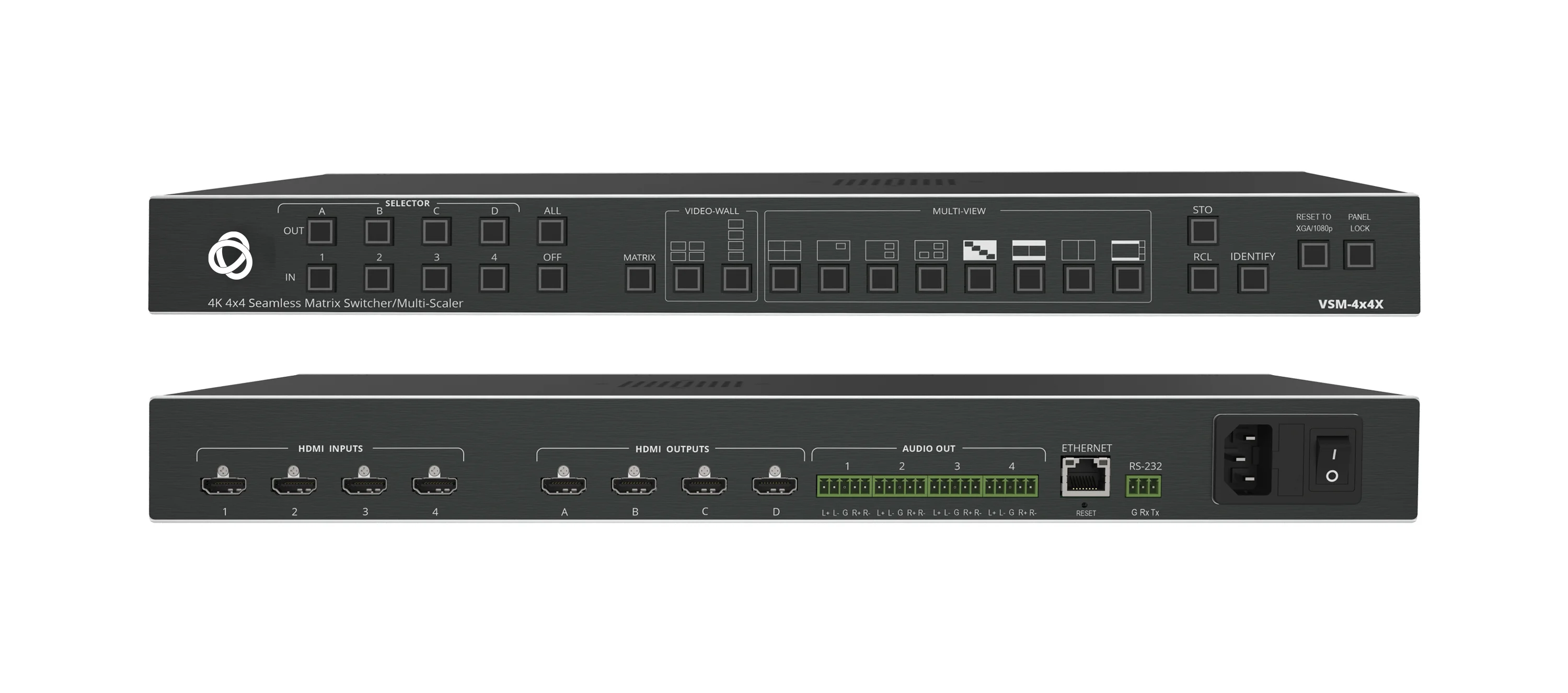 VSM-4X4X – 4x4 Matrix Switcher, Videowall & Multiviewer