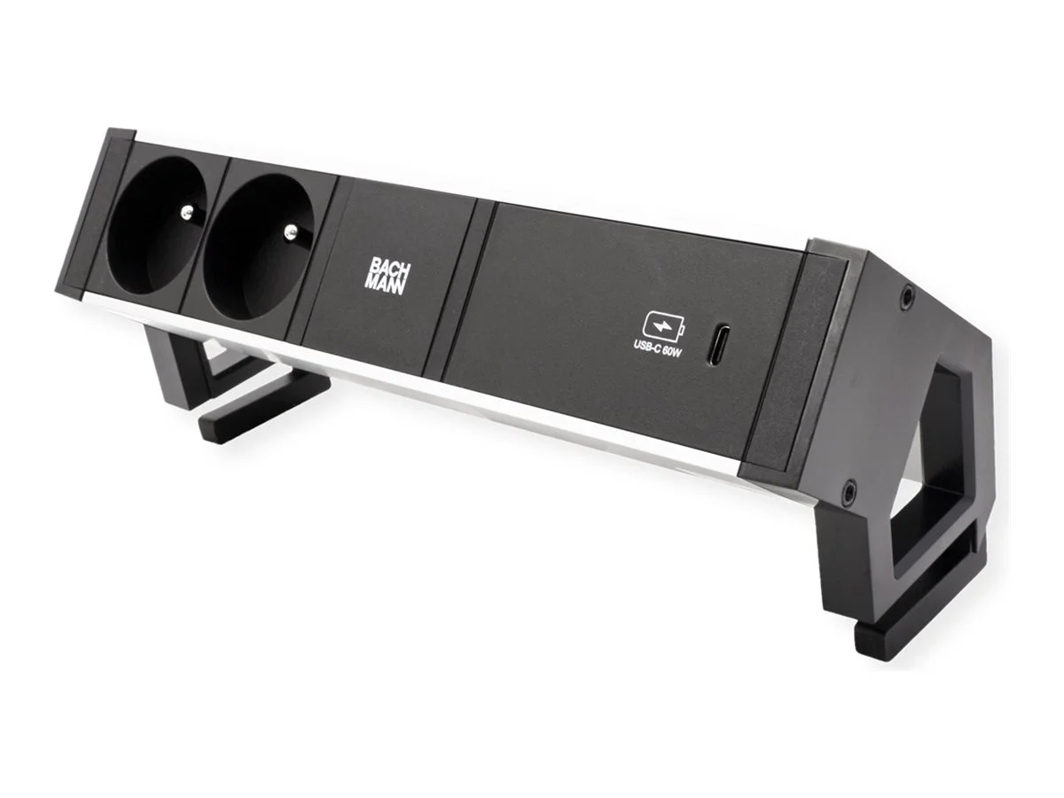 BACHMANN DESK2 ALU BLACK 2xUTE 1xUSBC 60
