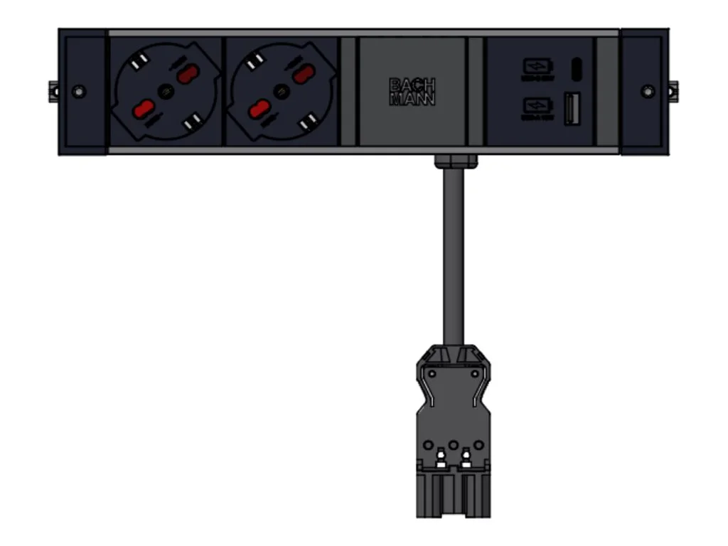 BACHMANN DESK RAIL 2xP40 1xUSB A&C 2,0m