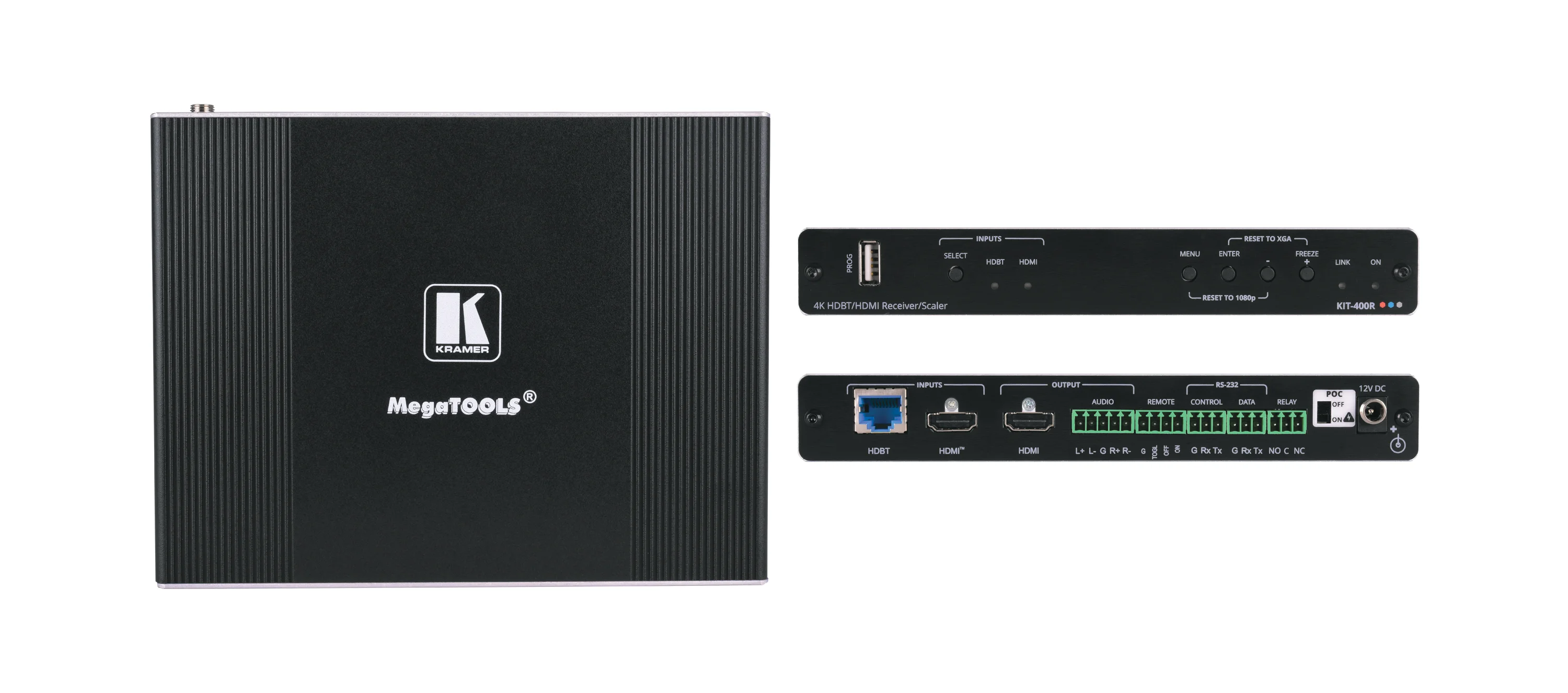 KIT-401/EU-80/86(W) – 4K Auto−Switcher/Scaler Kit over Long−Reach HDBaseT - with white EU (80mm) and UK (86mm) size wall-plate frame