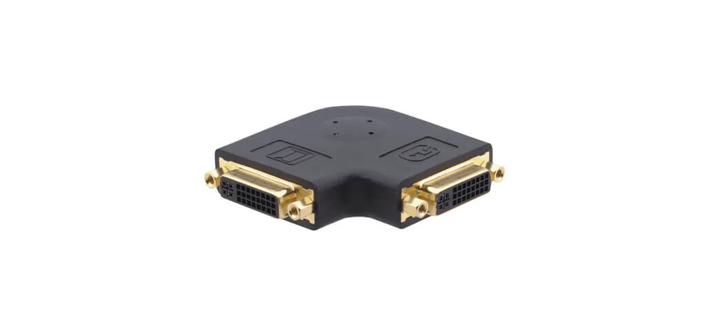 AD-DF/DF/RA-FLAT – DVI−I Kupplung auf DVI−I Kupplung Adapter im 90° Winkel - flach (Gender Changer) 10er Packung