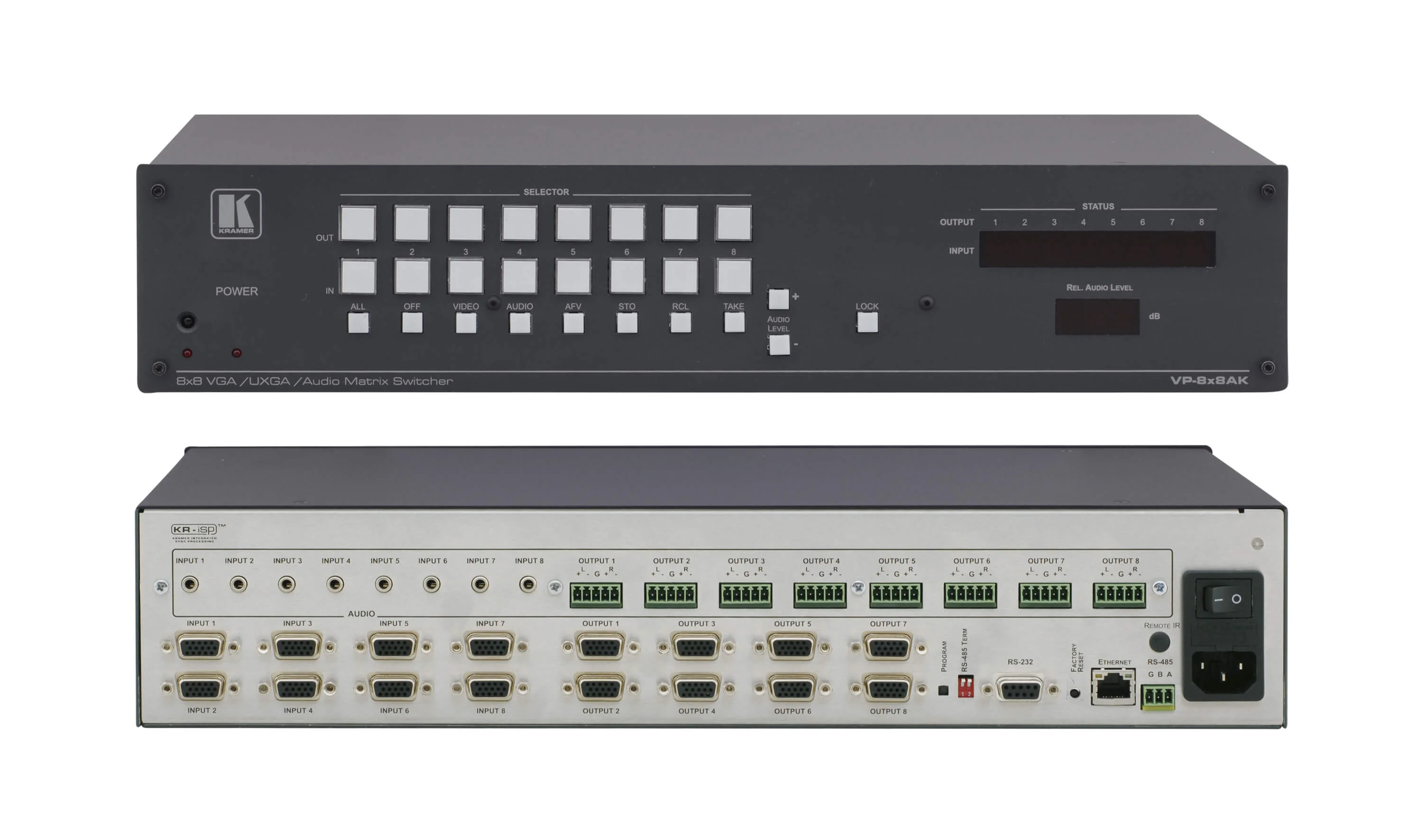 VP-8x8AK – 8x8 Matrixschalter für Computergrafikvideo und Stereo-Audio