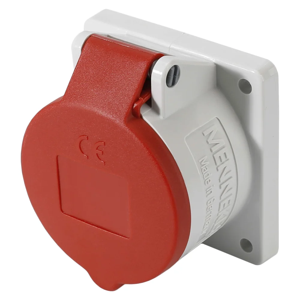 CEE-Einbaudose 5-pol rot mit Deckel