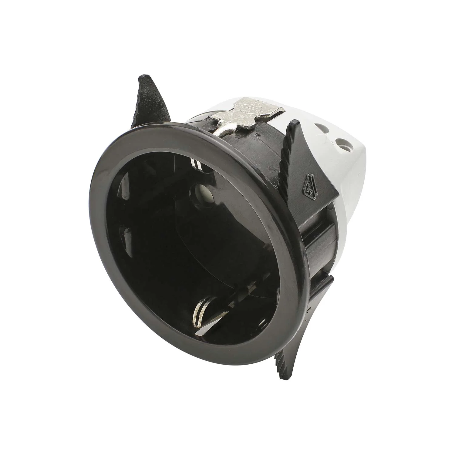 Schuko-Einbaudose schwarz VDE, SNAP-IN