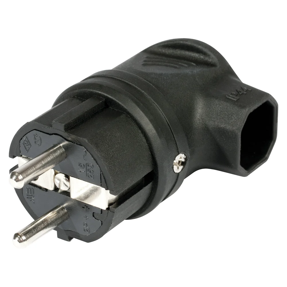 SCHUKO-Kabelstecker 90° abgewinkelt sw