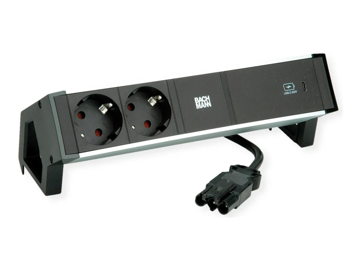 BACHMANN DESK2 ALU BLACK 2xSchutzkt.USBC