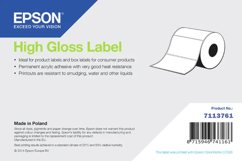 HIGH GLOSS LABEL DIE-CUT ROLL 76MM X 51MM 2310 LABELS