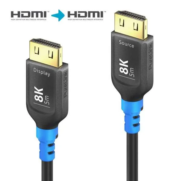8K Ultra High Speed HDMI AOC Glasfaserkabel, schwarz, 5,00m, Single Cable