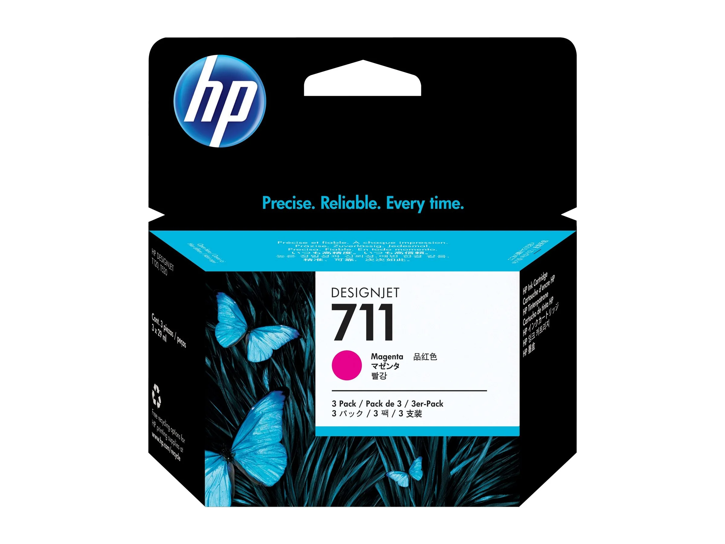 HP 3x 711 Tinte Magenta DJ T120 520