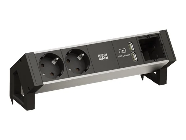 BACHMANN DESK2 ALU BLACK 2xSchutzkontakt