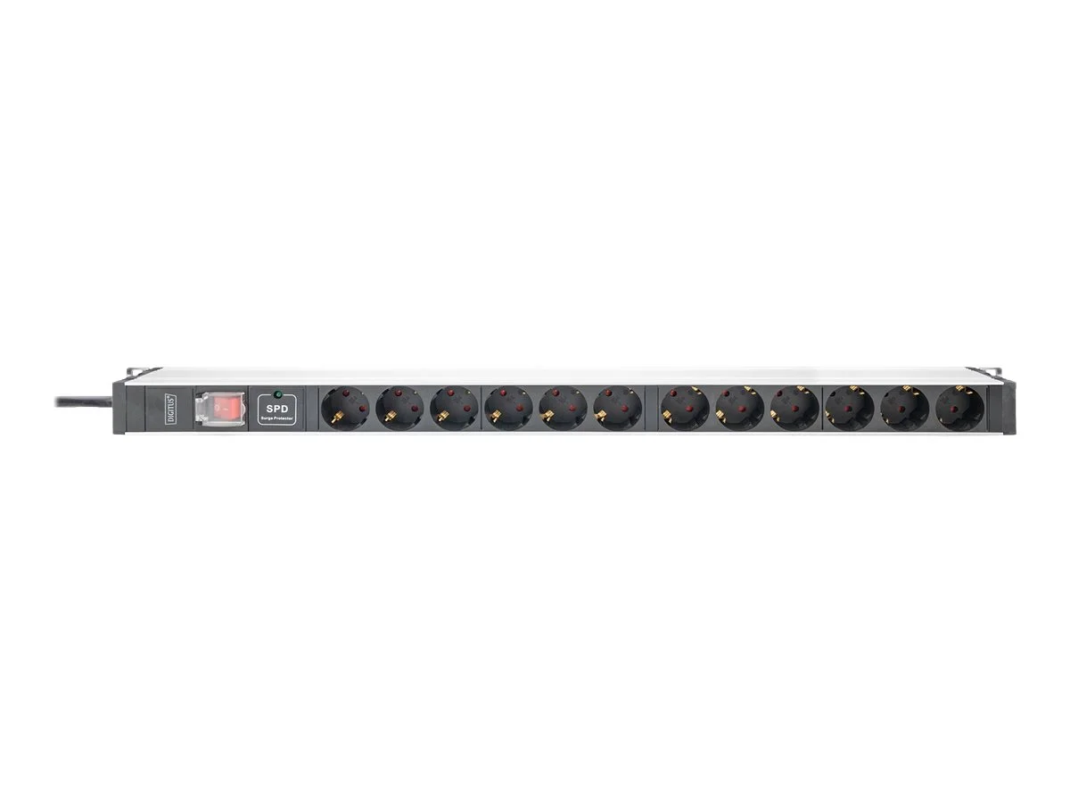 DIGITUS 1U Aluminum PDU rackm 12x Safety