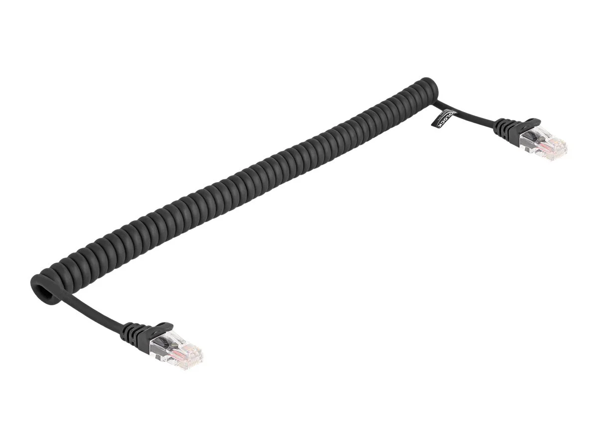 DELOCK RJ45 Spiralkabel Cat.5e 1m schw