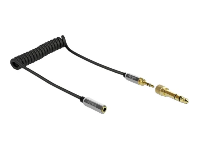 DELOCK Spiralkabel Verlängerung 3,5mm 1m