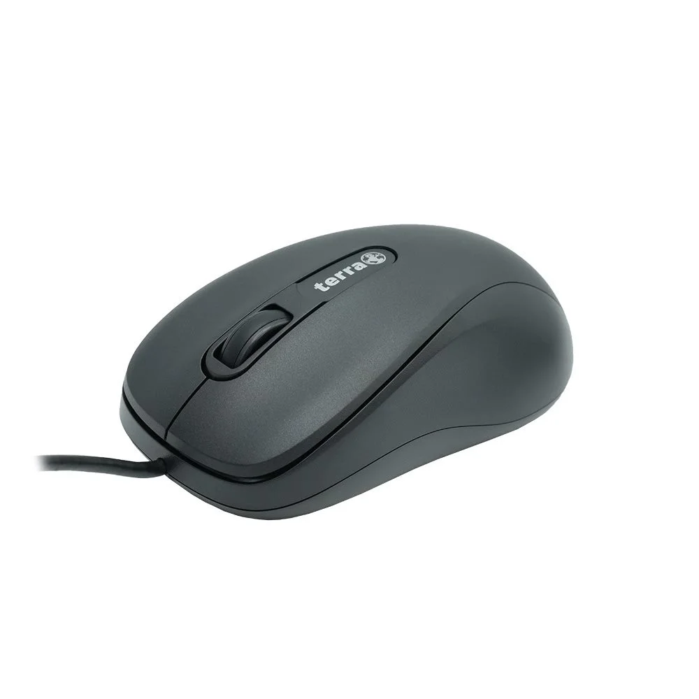 TERRA Mouse 1500 Corded USB black 3 Tasten, symmetrisch, mit Kabel, 1,80 m