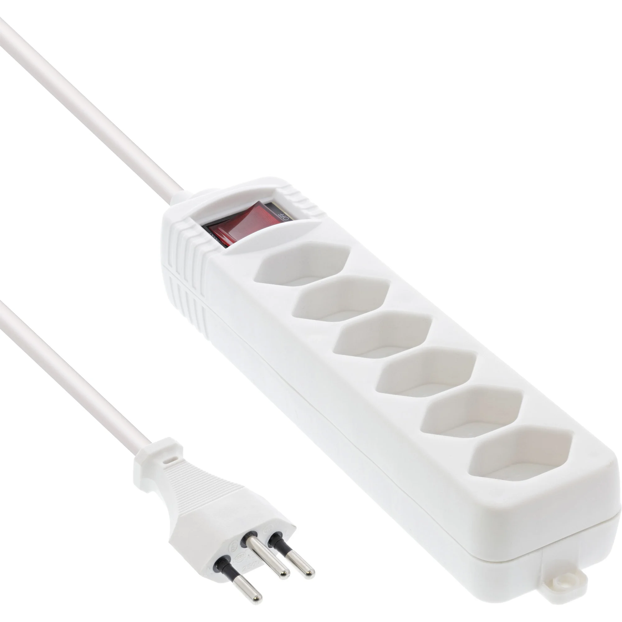 InLine® Steckdosenleiste SCHWEIZ, 6-fach, mit Schalter, 1,5m, weiß