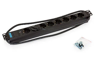 Triton 19" Schrank, zbh. Steckdosenleiste, 8xDosen(CEE7)->Stecker(CEE7), mit Kontrolllampe