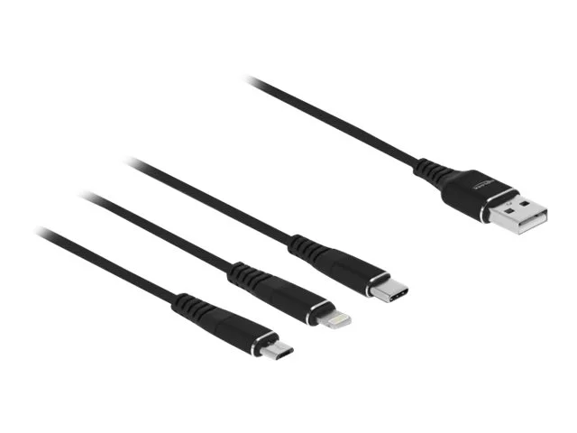 DELOCK USB Ladekabel 3 in 1 30cm schwarz