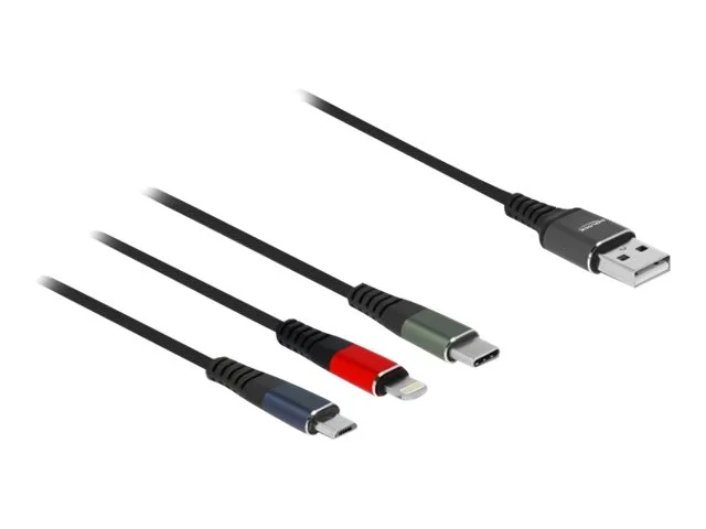 DELOCK USB Ladekabel 3 in 1 1m 3-farbig