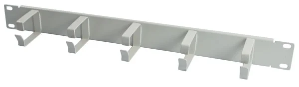 ALLNET 19" zbh. Kabelführungsplatte, 1HE, Metall mit 5 Bügel, Lichtgrau,