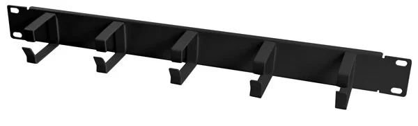 ALLNET 19" zbh. Kabelführungsplatte, 1HE, Metall mit 5 Bügel, Schwarz,