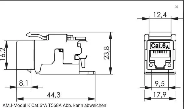 Telegärtner Modul, AMJ, CAT6A, TP/LSA, Snap-In, 2-Pack, T568B, (Keystone)