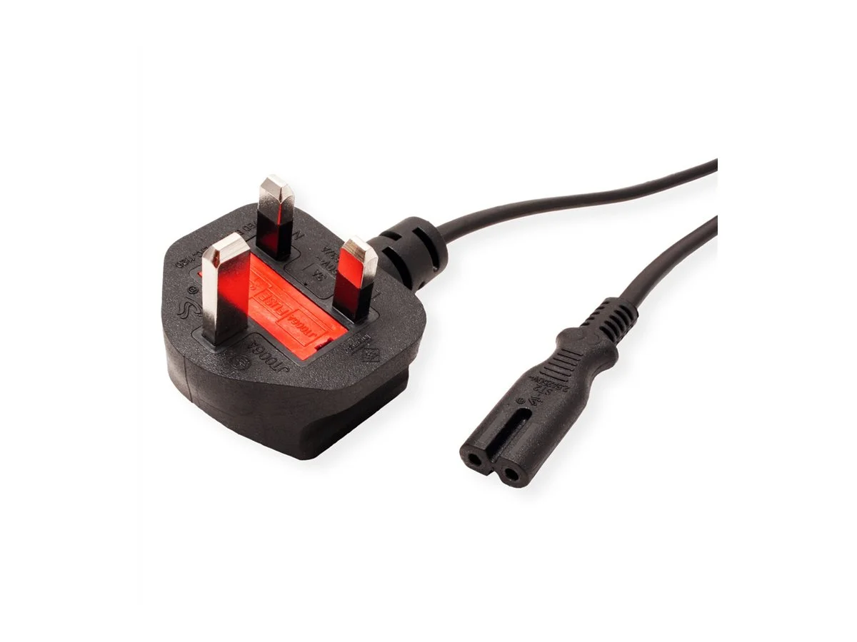 VALUE UK Netzkabel auf Euro-Flachs 1,95m