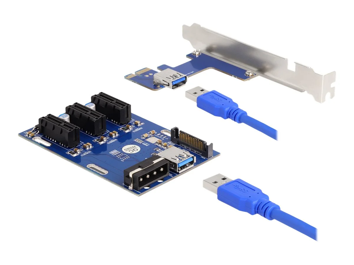DELOCK Riser Karte PCIe x1 zu 3 x PCIe