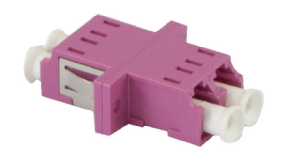 LWL-Kupplung, LC-Buchse/LC-Buchse, 50/125u Multimode OM4, erika-violett, duplex, PVC, mit Flansch, Synergy 21,