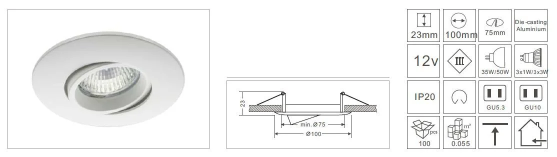 Synergy 21 LED Retrofit GU10 / GX5, 3 Deckeneinbausatz D04-weiß