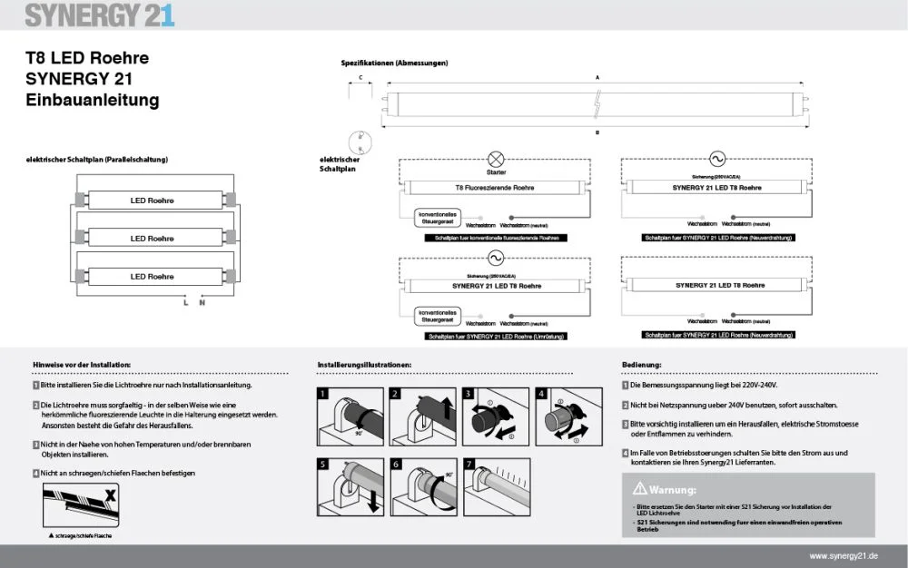 Synergy 21 LED Tube T5 SL Serie 120cm, neutralweiß