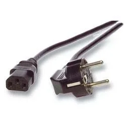 Netzkabel 230V Schutzkontakt CEE7(Stecker)->Kaltgeräte IEC-C13(Buchse), 0.7m, Black, Bulkware,