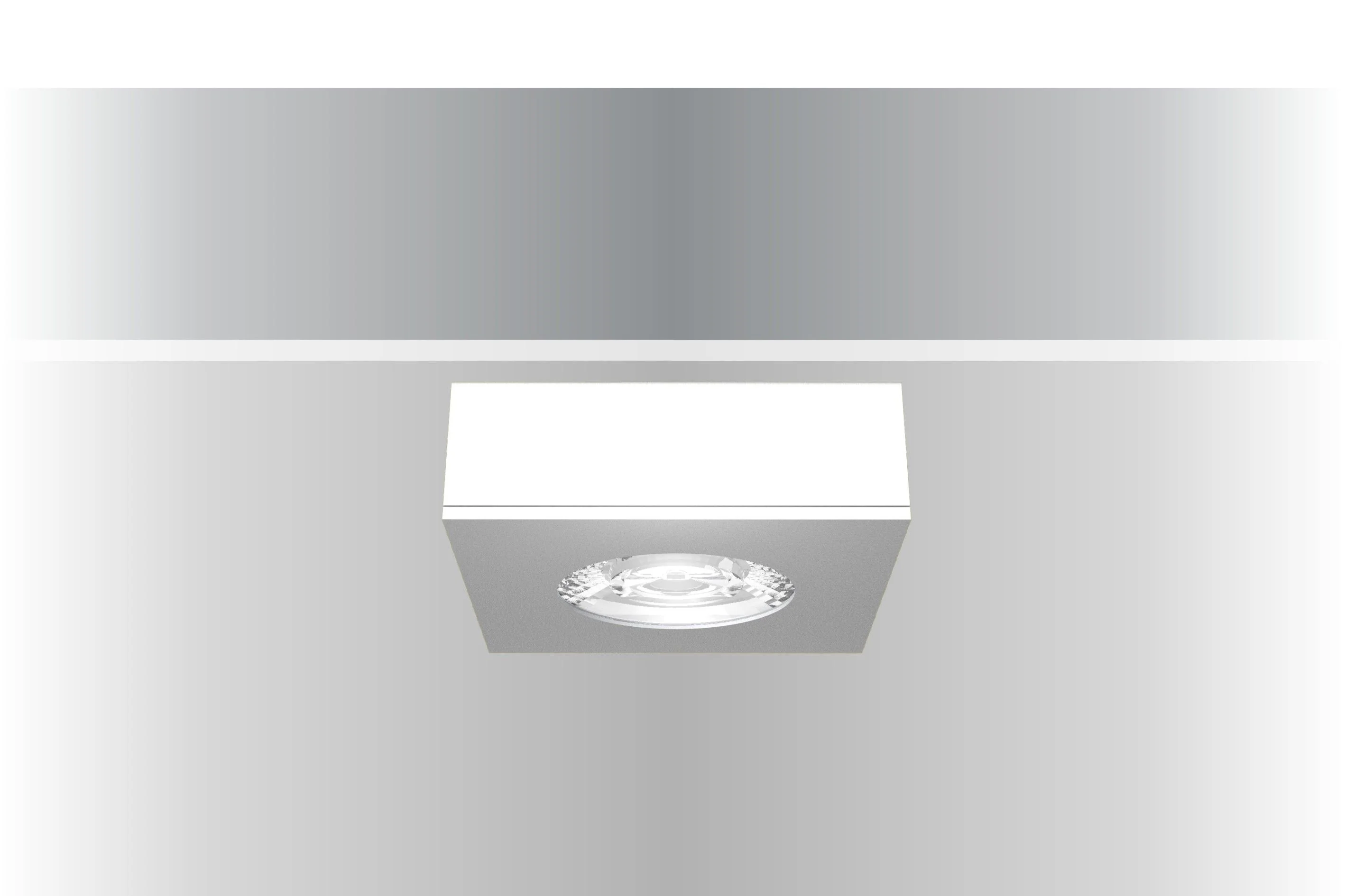 Synergy 21 LED Deckeneinbauspot Helios silber, quadratisch, Aufputzrahmen