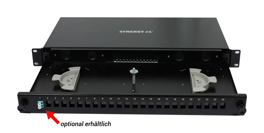 LWL-Patchpanel 6xLC-Duplex-Buchsen, 19", OS2, 9/125u Singlemode, Schwarz, Synergy 21,