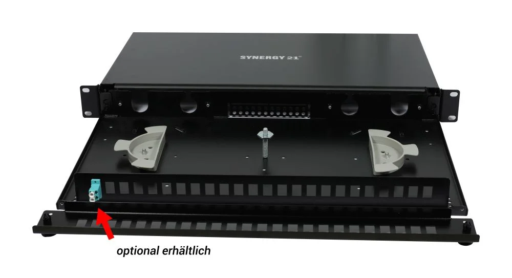 LWL-Patchpanel 12xLC-Duplex-Buchsen, 19", OS2, 9/125u Singlemode, Schwarz, Synergy 21,