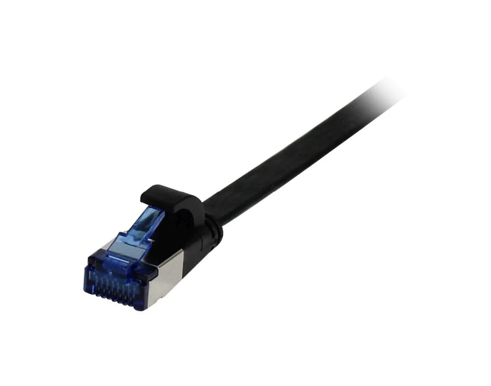 Patchkabel RJ45, CAT6A 500Mhz, 1.0m, schwarz, U/FTP, flach, TPE(Superflex), AWG32, Synergy 21