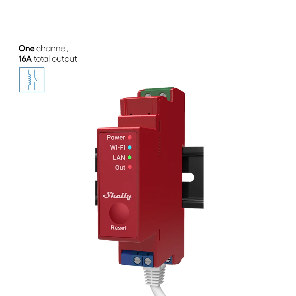 Shelly · Hutschiene · " Pro 1PM" · Relais · max. 16A · 1 Phase · 1 Kanal · Messfunktion · WLAN · LAN · BT