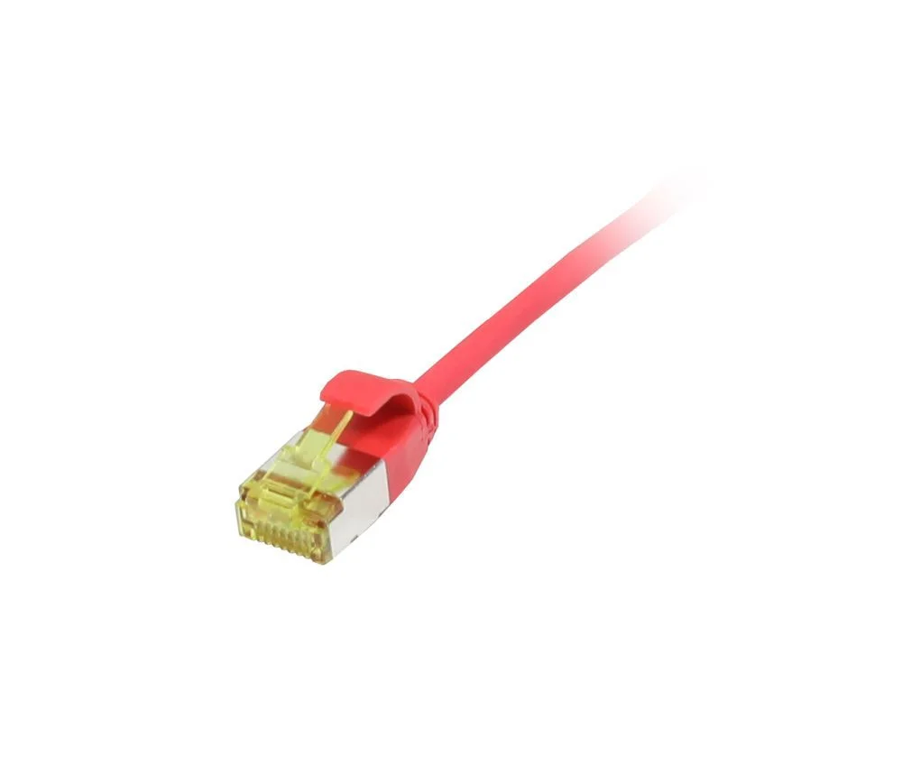 Patchkabel RJ45, CAT6A 500Mhz, 0.25m, rot, U/FTP, slimline rund d=3,8mm, TPE/LSZH(Superflex), AWG32, mit CAT7 Rohkabel, Synergy 21