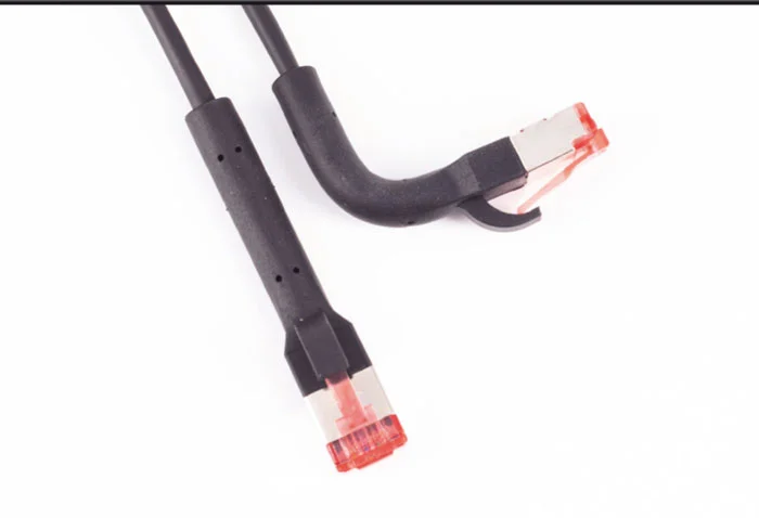 Patchkabel RJ45, CAT6A 500Mhz, 1.5m, schwarz U-STP(U/FTP) TPE, biegbare Stecker 90Grade,