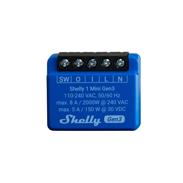 Shelly · Unterputz · "1 Mini Gen. 3" · Relais · max 8A · 1 Kanal · WLAN · BT