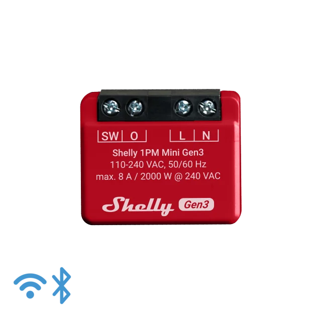 Shelly · Unterputz · "1PM Mini Gen. 3" · Relais · max 8A · 1 Kanal · Messfunktion · WLAN · BT
