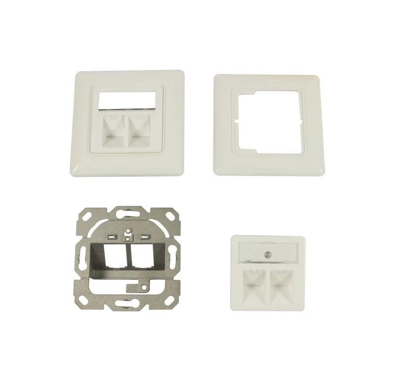 Dosen TP, UP,2-fach, CAT6A, Keystone Slim-line/Komponent getestet, Reinweiss, Synergy 21, Dosen TP, UP,2-fach, CAT6A, Keystone Slim-line mit Kabelklemme, Reinweiss, Synergy 21,