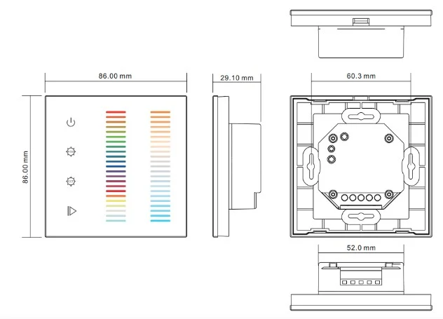 Synergy 21 LED Serie EOS 05 5-Kanal Wandtaster RGB-WW (RGB-CCT)